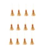 Mini Broom Hanging Witches Broomstick Prop Kids Witch Broom with Rope Straw Broom Halloween Party Wizard Accessory 12pcs