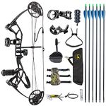 TOPOINT ARCHERY M2 Junior Compound Bow Set Beginners,Youth&Kids Bow Women Bow 17"-27" Draw Length,10-40Lbs Draw Weight,290fps IBO, Limbs Made in USA,Bow Only 2.54lbs,Lightweight Design (Black)