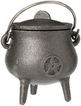 Something Different CO_29002 Cast Iron Cauldron with Pentagram, Black, H: 11cm X W: 7.5cm X D: 6.3cm