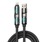 MFish 4-in-1 Multi USB Charging Cable -MAX 240W Fast Charging/Charger Cord with USB A+Type C for iPhone 16/15 14 13 iPad Samsung Galaxy MacBook iPad Tablets and More (Rich Black, 6.6Ft)