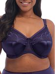 Elomi Women's Cate Plus Size Wired Bandeau Bra Full Coverage, Sheer, Ink, 40E
