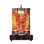 Shawarma Doner Kebab Machine Electric Kebab Grill Vertical Broiler Gyro Meat Rotisserie with 2 Burners Temperature Adjustment 50-300℃ for Commercial Home Kitchen