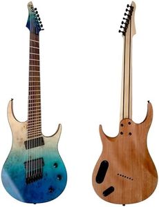 Generation Pro Hand Made Fanned Fret 7 String Electric Guitar, 8 String Guitar with Stainless Steel, FretQuilt Maple Top (7 string)