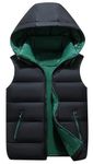 Kid’s Insulated Gilet with Hood Lightweight Waterproof Body Warmer Zipper Sleeveless Vest Casual Puffer Waistcoat Soft Winter Jacket Black 10-12 Years