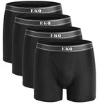 EKQ Mens Bamboo Underwear Boxer Multipack Briefs Breathable Tagless Underpants with Fly Pouch Comfy Stretch Men's Trunk 4-Pack (Black, L)