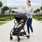R for Rabbit Street Smart 360 Degree Rotatable Stroller for Newborn Baby| Aluminum Frame Pram with Quick Fold|Premium Travel Friendly Stroller for 0-3 Years Babies|(Pure Black)