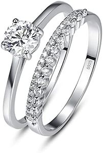 Yaresul 925 Sterling Silver Solitaire Ring Set, Round Cut Cubic Zirconia Bridal Sets Wedding & Engagement Ring for Women, Size 9.5