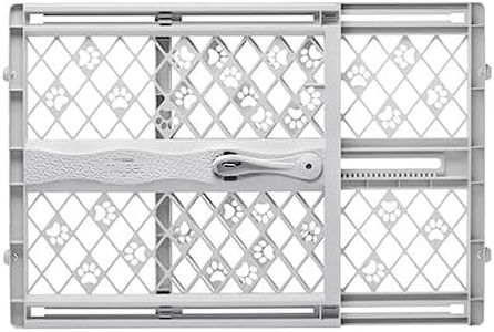 MYPET North States Paws Portable Pet Gate: 26-40" Wide. Pressure Mount. No tools needed. Made in USA. Dog Gate 23" Tall, Expandable, Durable Dog Gates for Doorways, Light Gray