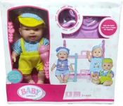 JYGOG New Play Kids Lovely baby Doll with Plastic Miniature Double Bed Toy (Multicolor)