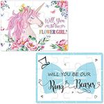 Chivao 2 Pieces Flower Girl Ring Bearer Proposal Puzzle Invitation Wedding Puzzle Invitation Flower Girl Unicorn Ring Bearer Puzzle Decors (Novel Style)