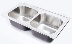 ZUHNE 33x19 Kitchen Sink Drop In for Mobile Homes, Stainless Steel Deep Double Bowl