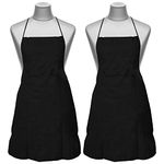 Kuber Industries Apron with 1 Front Pocket- Pack of 2 (Black)-50KM0755