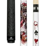 Players D-JS White with Jester on Pool Balls and Dripping Card Suits Cue, 21-Ounce