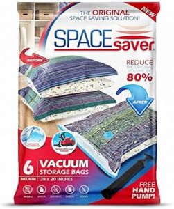 Spacesaver Vacuum Storage Bags (Medium 6 Pack) Save 80% on Clothes Storage Space - Vacuum Sealed Bags for Clothing, Comforters, Blankets, Bedding - Space Saver Vacuum Storage Bags, Pump for Travel