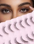 Jiocolor Lashes Natural Look Wispy False Eyelashes D Curl Faux Mink Lashes Fluffy Cotton Band Eyelashes Cat Eye Fake Eyelashes Pack 13MM