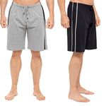 Mens 2 Pack Jersey Lounge Shorts Pyjamas PJ Bottoms Nightwear Soft Cotton Blend (L, Black)