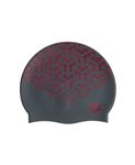 Arena Print 2 Unisex Silicone Swim Cap for Adults, Women and Men Intensive Training Comfortable Non-Slip Long Hair Swimming Hat, Kikko/Black Red