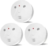 Lecoolife 3 Pack Smoke Detector Fire Alarms Battery Operated with Photoelectric Sensor and Silence Button, Travel Portable