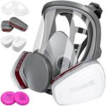 17 in 1 Full Face Respirator Reusable, Gas Cover Organic Vapor Respirator with 2097 Filter, 6001 Filter Box, Replaceable 5N11 Filters Cotton for Paint, Dust, Chemicals,Sanding Protection