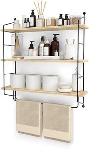 Sorbus 3-Tier Floating Bathroom Shelves for Wall - Wood Wall Storage for Towels, Over The Toilet Storage Cabinet, Gaming Floating Shelves, Bathroom Accessories, and Home Decor (Maple)