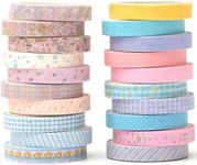 YUBX Vintage Washi Tape Set 20 Rolls Skinny Retro Decorative Antique Patterns Masking Tapes for Arts, DIY Crafts, Journals, Planners, Scrapbook, Wrapping (Kawaii)