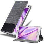 cadorabo Book Case works with Samsung Galaxy NOTE 4 in GREY BLACK - with Magnetic Closure, Stand Function and Card Slot - Wallet Etui Cover Pouch PU Leather Flip