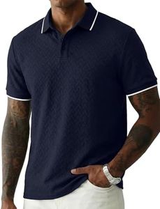 JMIERR Mens Polo Shirt Button Down Big and Tall Size Short Sleeve Casual Vintage Knit Tee Shirt, 3XL, Navy Blue