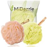 Midazzle Luxury Loofah Bathing Sponge Exfoliator Scrubber for High Lather Cleansing (Small, Pack of 2, Orange & Yellow)