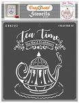 CrafTreat Reusable Teapot Stencils for Painting on Wood - Tea time Stencil -6X6 Inch - Tea Stencils for Fabric Painting Adults - Kitchen Stencils for Crafting Reusable