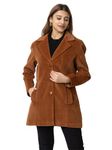 Lady Leaf Winter Wear Casual Tweed led flock Solid Womens Blazer's (9505 tan-new)