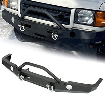 KUAFU Off-road Front Bumper Compatible with 1998-2004 Land Rover Discovery 2 w/Winch Mount & Bull Bar Black Powder Coated Steel