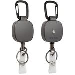 Will Well 2 Pack Retractable Badge Reels, Heavy Duty Carabiner ID Badge Holder, Retractable Keychain Key Holder [All Metal Casing, 27.5" UHMWPE Fiber Cord, Reinforced Id Strap]