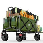 TIMBER RIDGE 47" Extra Long Collapsible Folding Wagon with Tailgate, 300lbs Heavy Duty Beach Wagon with All-Terrain Big Wheels, Foldable Utility Wagon Cart for Sand Camping Sports Shopping, Green