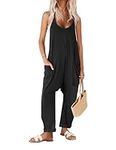 Ekouaer Womens Sleeveless Jumpsuit Loose Spaghetti Strap Baggy Overalls Jumpers Casual Long Pants Rompers with Pockets 2024