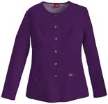 Dickies Women's Xtreme Stretch Crew Neck Snap Front Warm-Up Jacket, Eggplant, XXXXX-Large