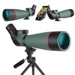 20-60x80 HD Spotting Scopes for Target Shooting, Spotter Scope for Wildlife Viewing Hunting Bird Watching - BAK4 Waterproof Spotting Scope with Tripod, Upgraded Smartphone Holder, Carrying Bag