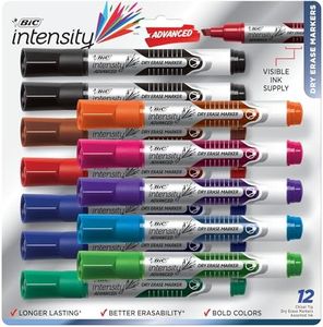 BIC Intensity Advanced Colorful Dry Erase Markers, Chisel Tip, 12-Count Pack of Assorted Colors, Whiteboard Markers for Teachers and Office Supplies