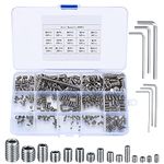 300 Pcs Hex Allen Head Socket Hex Screw Set Assortment Kit, M2.5/M3/M4/M5/M6/M8 Grub Screws, Internal Hex Drive Cup Screws for Door Handles, Faucet, Light Fixture Screws - Silver