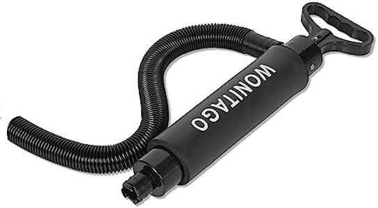LINGVUM Bilge Pump for Kayak Canoe and Boat - 17 Inch Manual Portable Kayak Hand Water Pumps with Reversible Hose Full Black