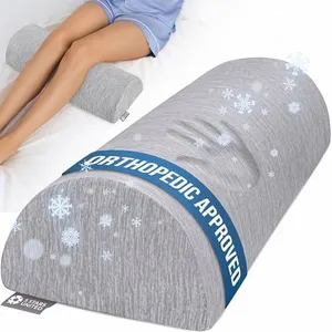 5 STARS UNITED Knee Pillow for Back Sleeping - Memory Foam Cushion - Under Leg Support for Sleeping on Back - Half Moon Bolster for Bed, Arctic Gray