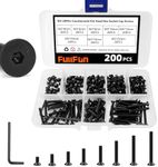 FullFun 200PCS M3 x 4/6/8/10/12/16/20/25mm Hex Socket Flat Head Screw Bolts Assortment Kit, Alloy Steel Metric Screws with Allen Wrench, Allen Socket Hex Drive Black Machine Screws Set