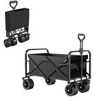 Outdoor Utility Wagon Festival Trolley with 150 Kg Capacity, Reinforced All-Steel Beach Trolley Cart with Black Double Waterproof Fabric, Suitable for Adults and Kids at Campsites, Gardens, Beaches