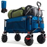 TIMBER RIDGE Festival Trolley on Wheels with Brakes, 200L Folding Camping Beach Trolley with Adjustable Handle & Cover Bag, 100kg Heavy Duty Cart Wagon for Outdoor Garden Picnic, Blue