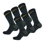 Caterpillar Premium Work Socks 6 Pairs Men's Work Socks Accident Prevention Double Reinforced Heel and Toe Yarn of Excellent Quality Cotton Sponge (Grey, 6-9)