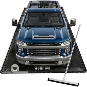 SUNPOW Garage Floor Mat for Under Car (8'6" x 22'), Containment Mats with Squeegee & Reflective Tape, 1.2" Raised Edges Waterproof Garage Flooring for Snow & Mud Trap - Fits Sedan, SUV, Truck
