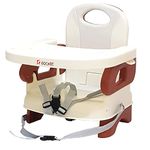 GOCART WITH G LOGO Baby Booster Feeding Chair -Easy Travel Chair - with Safety Belt for Infants and Toddlers (Brown)