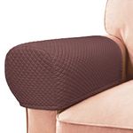 Roytub Stretch Couch Arm Covers, Breathable Armrest Covers for Sofas and Chairs Arm Covers Keep Your Home Clean Scratch-Resistant Sofa Arm Covers Protect and Decorate Sofa(Medium, Chocolate, 2PCS)