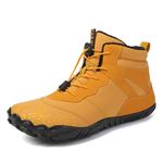 CERYTHRINA Men Women Barefoot Shoes Winter Wide Toe Box Walking Boots Plush Lined Warm Snow Boots Outdoor Anti-Slip Ankle Boots, Yellow, 10 Women/8.5 Men