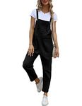 Sukany Women's Summer Baggy Cotton Linen Overalls Loose Jumpsuits Casual Harem Pants Black L