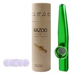 kuou Kazoo, Metal Kazoo Kazoos Multipack Cazoo Music Kazoo Instrument and 5 Membrane Flute Diaphragm with Vintage Gift Box for Kids Music Beginner